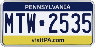 PA license plate MTW2535
