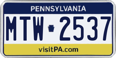 PA license plate MTW2537