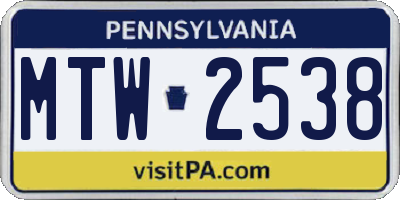 PA license plate MTW2538