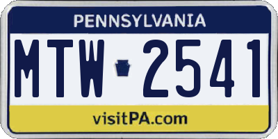 PA license plate MTW2541