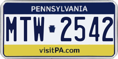 PA license plate MTW2542
