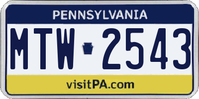 PA license plate MTW2543