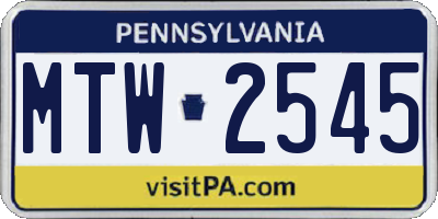 PA license plate MTW2545