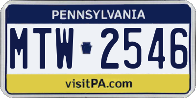 PA license plate MTW2546