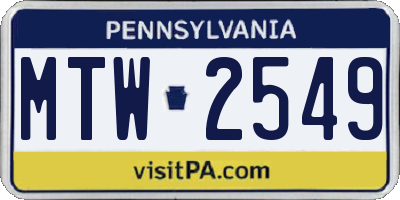 PA license plate MTW2549