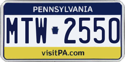 PA license plate MTW2550