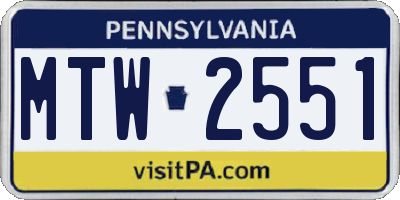 PA license plate MTW2551