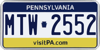 PA license plate MTW2552