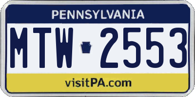 PA license plate MTW2553