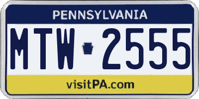 PA license plate MTW2555