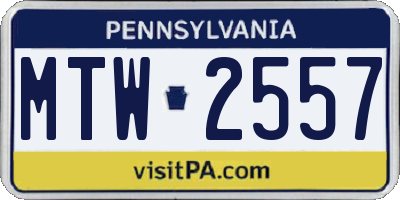 PA license plate MTW2557