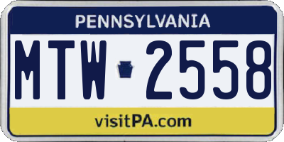 PA license plate MTW2558