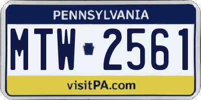 PA license plate MTW2561