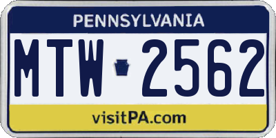PA license plate MTW2562
