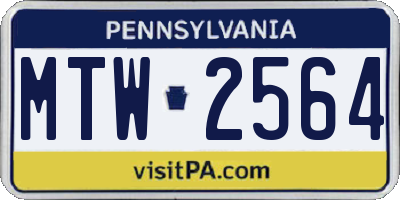 PA license plate MTW2564