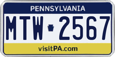 PA license plate MTW2567