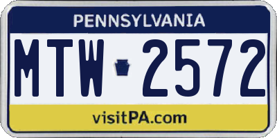 PA license plate MTW2572