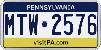 PA license plate MTW2576