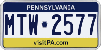 PA license plate MTW2577