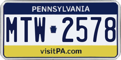 PA license plate MTW2578