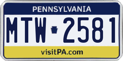 PA license plate MTW2581