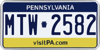 PA license plate MTW2582