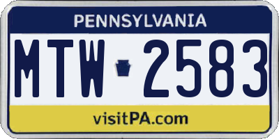 PA license plate MTW2583