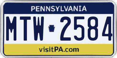 PA license plate MTW2584