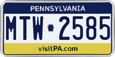 PA license plate MTW2585