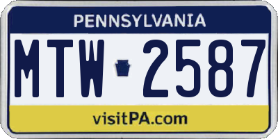 PA license plate MTW2587