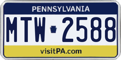 PA license plate MTW2588