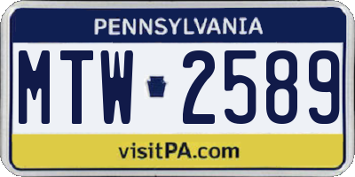 PA license plate MTW2589