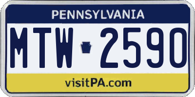 PA license plate MTW2590