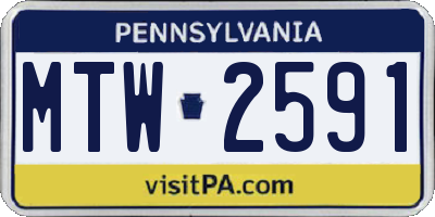 PA license plate MTW2591