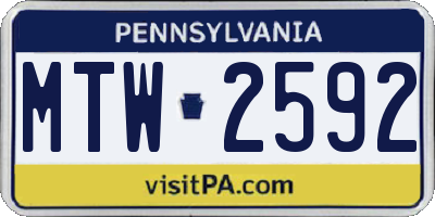 PA license plate MTW2592