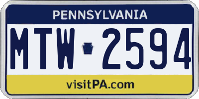PA license plate MTW2594