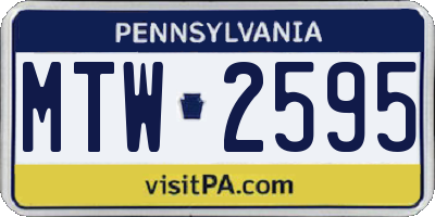 PA license plate MTW2595