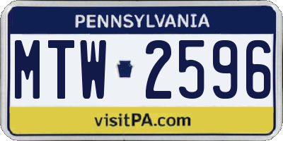 PA license plate MTW2596