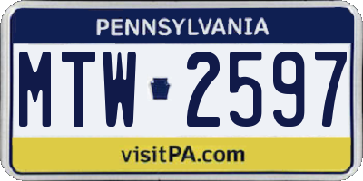 PA license plate MTW2597