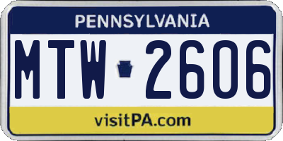 PA license plate MTW2606