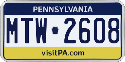 PA license plate MTW2608