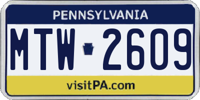PA license plate MTW2609