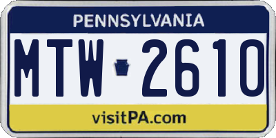 PA license plate MTW2610