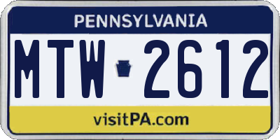 PA license plate MTW2612