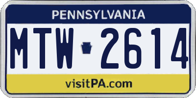 PA license plate MTW2614
