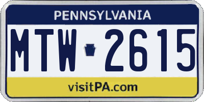 PA license plate MTW2615