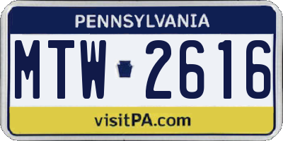 PA license plate MTW2616