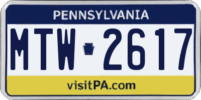 PA license plate MTW2617