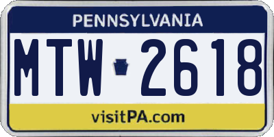 PA license plate MTW2618
