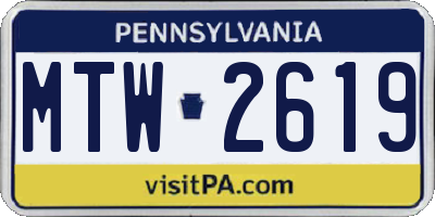 PA license plate MTW2619